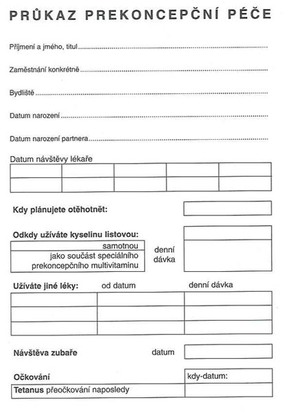 Průkaz prekoncepční péče