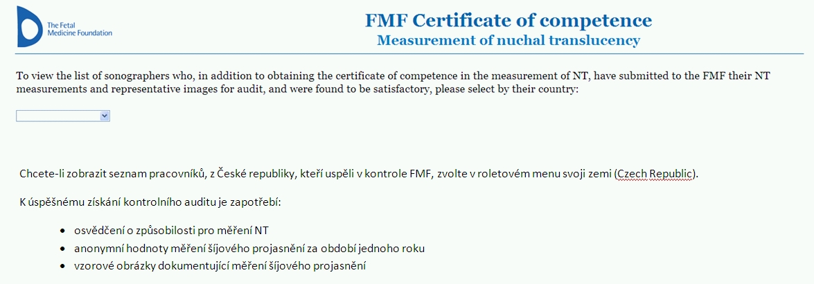 Aktuální seznam FMF auditovaných sonografistů v ČR